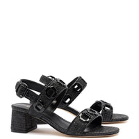 Milan Sandal In Black Wave Raffia