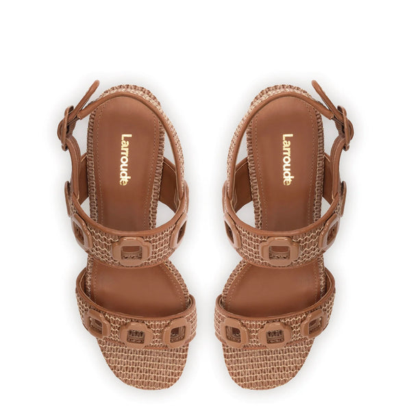 Milan Sandal In Caramel Wave Raffia