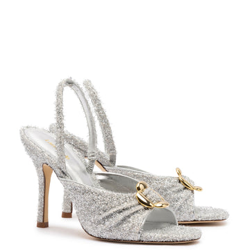 Mayfair Sandal In Silver Lurex