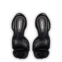 Salma Sandal In Black Suede and Satin