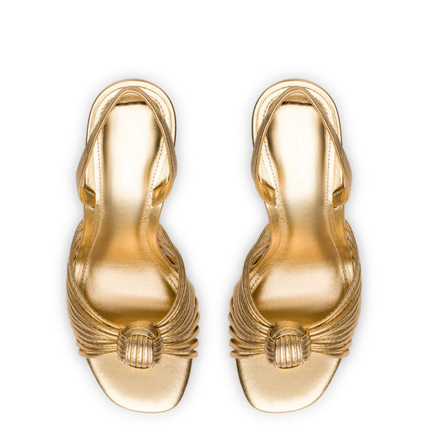 Valerie Slingback Sandal In Gold Metallic Leather