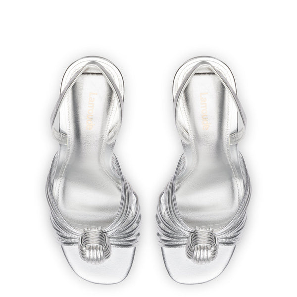 Valerie Slingback Sandal In Silver Metallic Leather