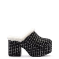 Miso Platform Clog In Black Tweed and Natural Shearling