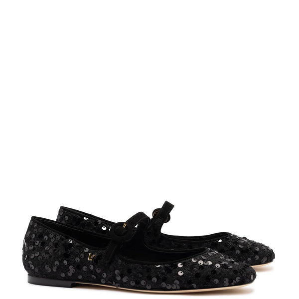 Blair Ballet Flat In Black Sequins