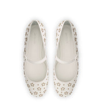 Blair Ballet Flat In White Leather and Metallic Studs