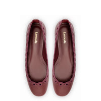 Meghan Broderie Flat In Burgundy Leather