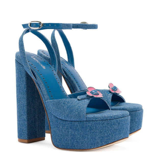 Daisy Platform In Blue Stoned Denim