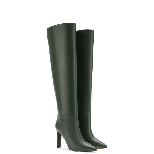 Larroudé x Jennifer Fisher Boot In Martini Green Leather