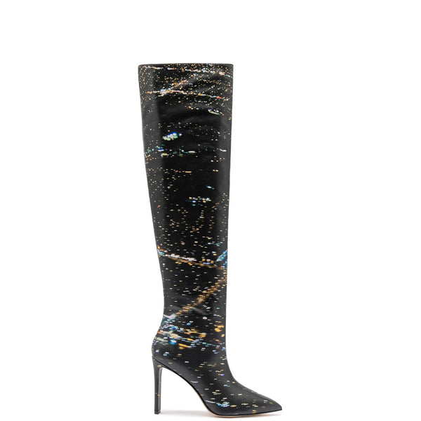 Larroudé x Libertine Boot In Black LAX Printed Leather