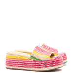 Alex Flatform Mule In Rainbow Raffia