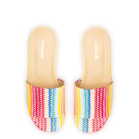 Alex Flatform Mule In Rainbow Raffia