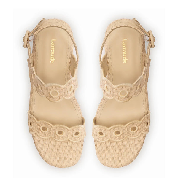 Florence Broderie Flatform In Natural Raffia