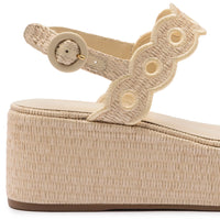 Florence Broderie Flatform In Natural Raffia