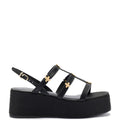 Harmony Flatform Sandal In Black Raffia