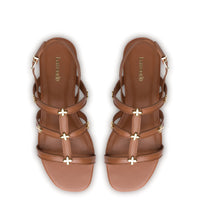 Harmony Flatform Sandal In Caramel Leather