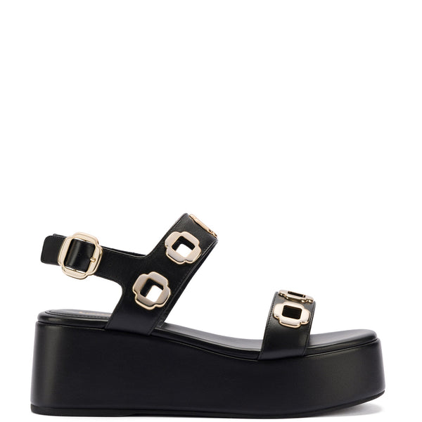 Milan Flatform Sandal In Black Leather