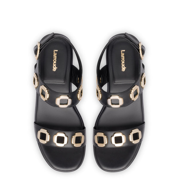 Milan Flatform Sandal In Black Leather