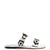 Larroudé x Gabriela Noelle: Blossom Flat Sandal In Silver Specchio and Black and White Acrylic