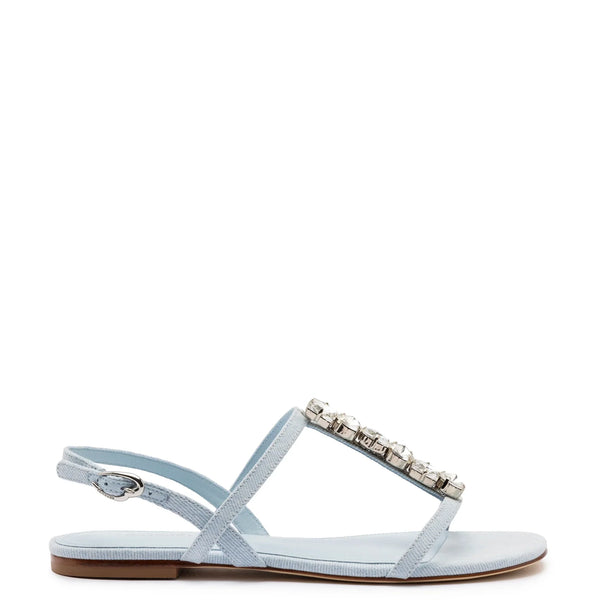 Calypso Flat Sandal In Maya Denim and Crystals