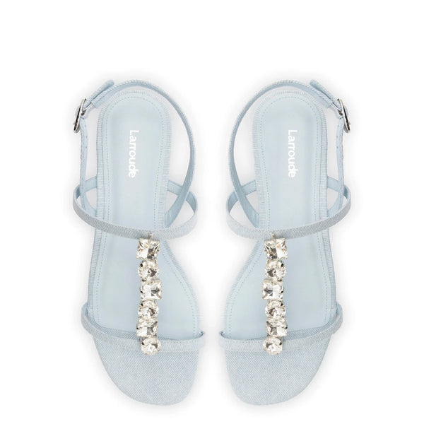 Calypso Flat Sandal In Maya Denim and Crystals