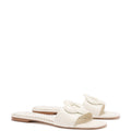 Flora Flat Mule In Ivory Leather