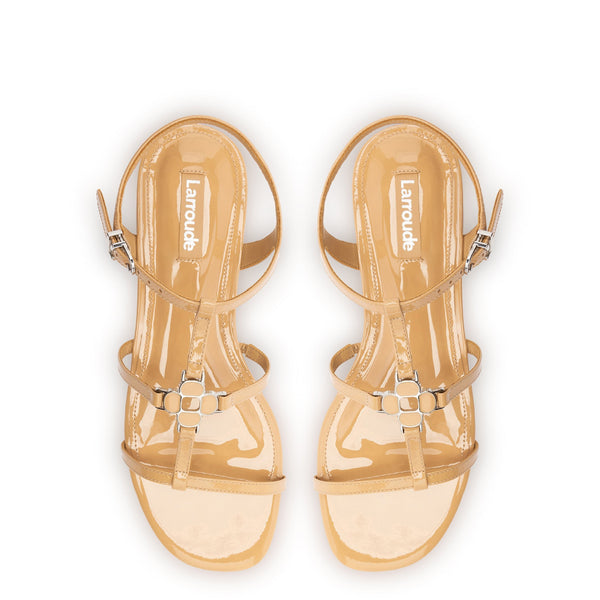 Hana Flat In Tan Patent Leather