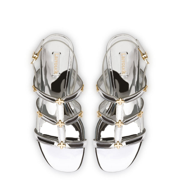 Harmony Flat Sandal In Silver Specchio