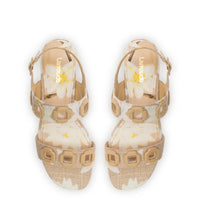 Milan Flat Sandal In Beige Printed Raffia