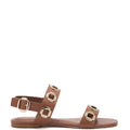 Milan Flat Sandal In Caramel Leather