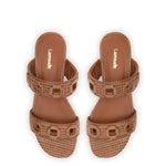 Milan Flat Mule In Caramel Wave Raffia