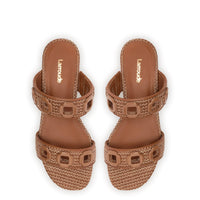 Milan Flat Mule In Caramel Wave Raffia