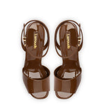 Yves Wedge In Burnt Umber Patent Leather