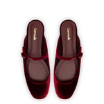 Blair Flat Mule In Wine Velvet