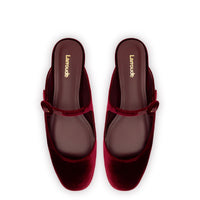 Blair Flat Mule In Wine Velvet