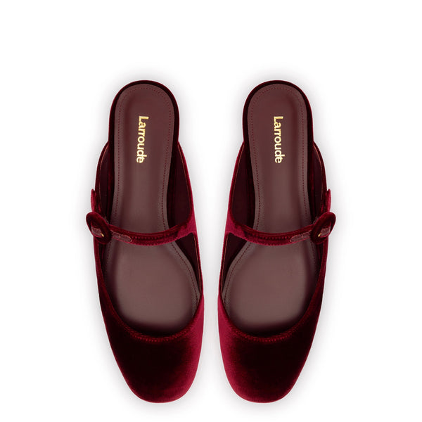 Blair Flat Mule In Wine Velvet