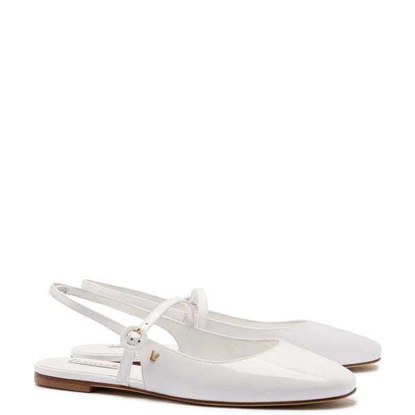 Georgina Ballet Flat In White Patent Leather