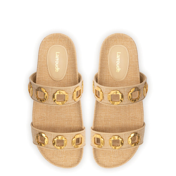 Milan Slide In Beige Raffia