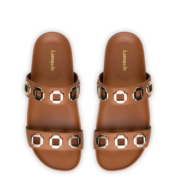 Milan Slide In Caramel Leather