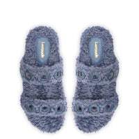 Milan Slide In Blue Faux Fur