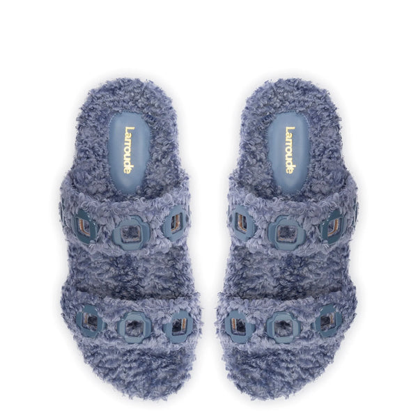 Milan Slide In Blue Faux Fur