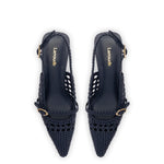 Ines Macrame Pump In Navy Leather