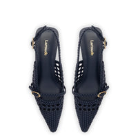 Ines Macrame Pump In Navy Leather