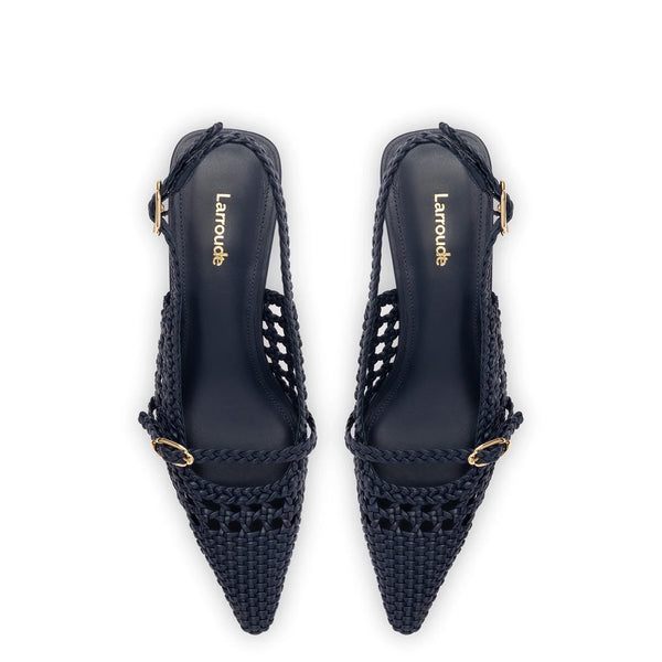 Ines Macrame Pump In Navy Leather