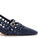 Ines Macrame Pump In Navy Leather