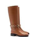 Milan Flat Boot In Caramel Leather