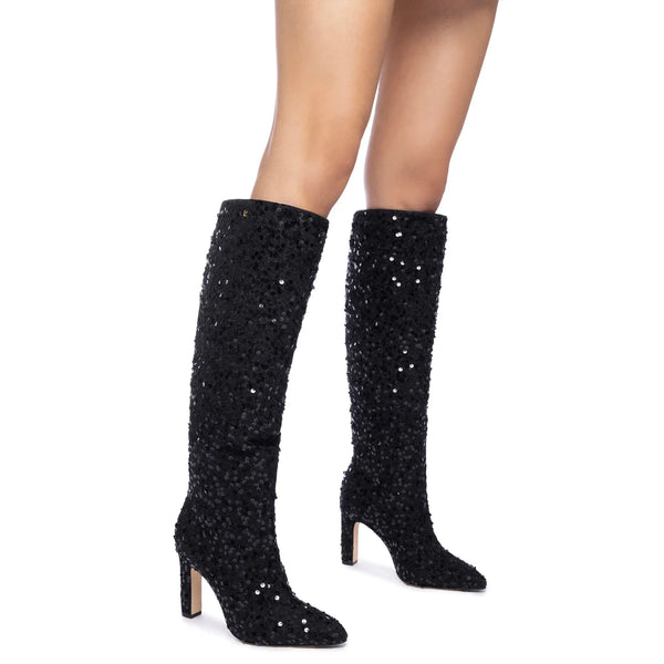 Cindy Hi Boot In Black Sequins