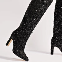 Cindy Hi Boot In Black Sequins