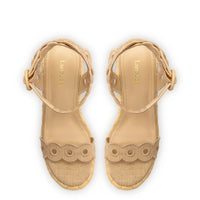 Florence Broderie Wedge In Beige Raffia