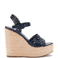 Jasmine Wedge In Navy Leather