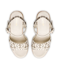 Jasmine Wedge In Ivory Leather